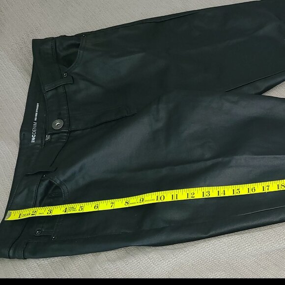 I.N.C. DENIM FAUX LEATHER  MID RISE STRAIGHT LEG BLACK PANTS SIZE 10/30 - Picture 7 of 16